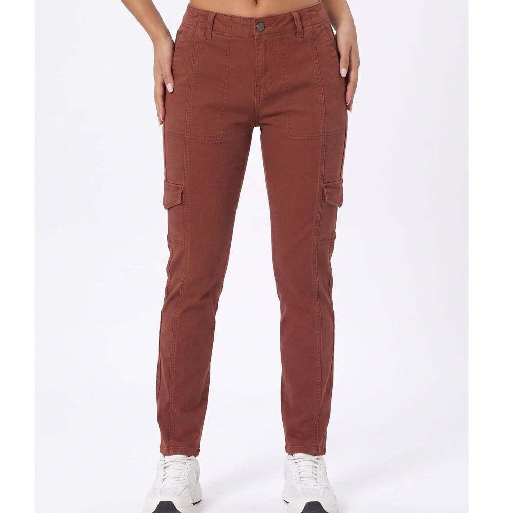 Cabi The Drifter Skinny Cargo Pants Size 10 Rust Red Corduroy Style 3566 Slim